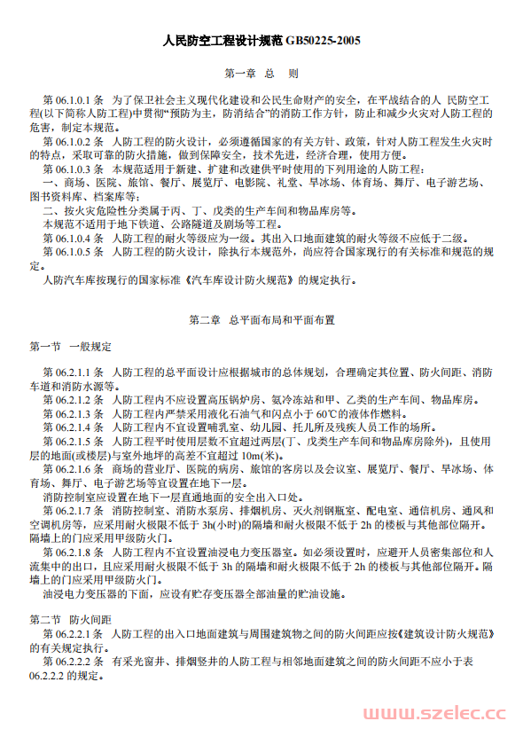 GB50225-2005《人民防空工程设计规范》